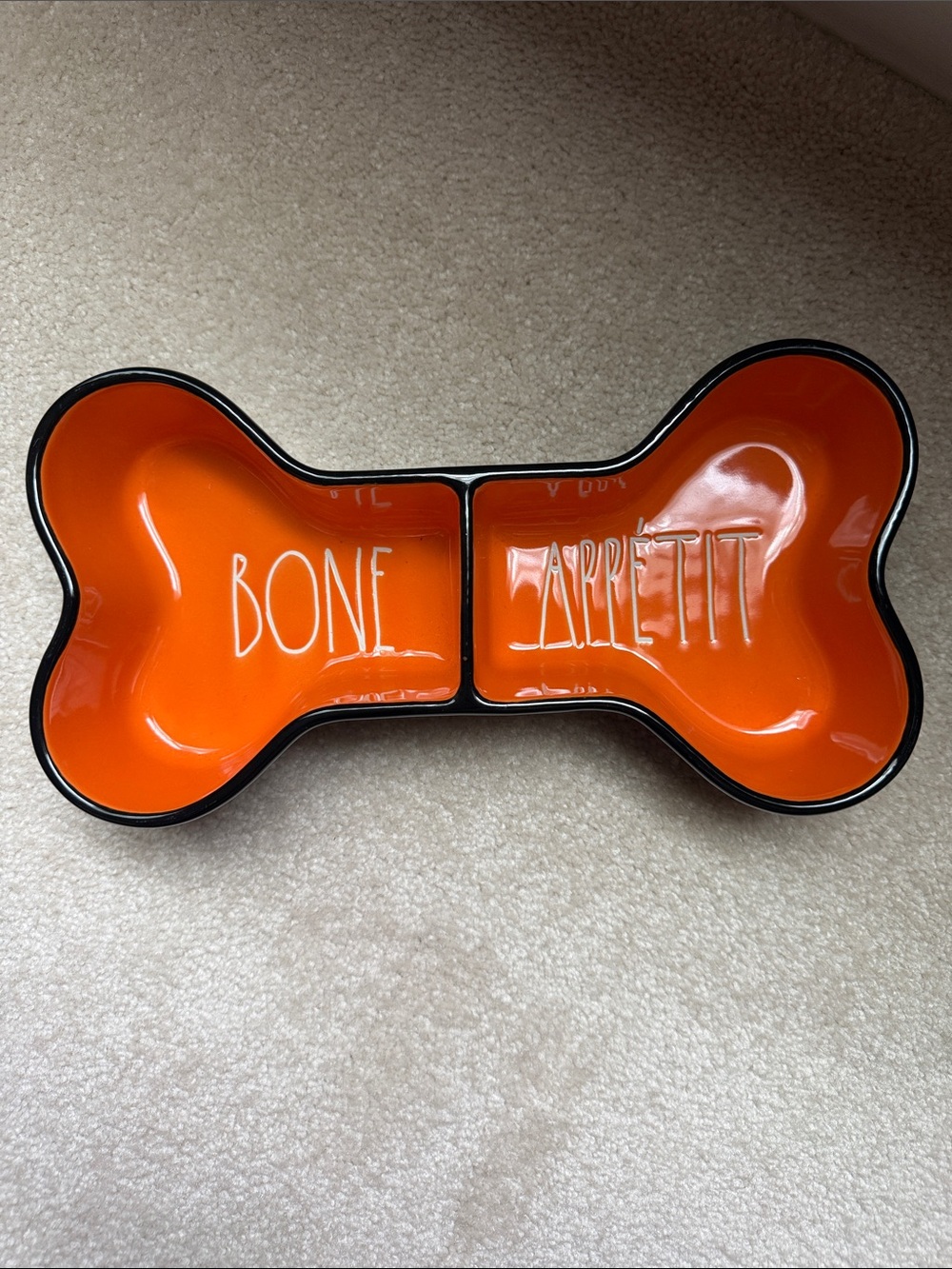 Bone Appetite Orange Double Dog Bowl